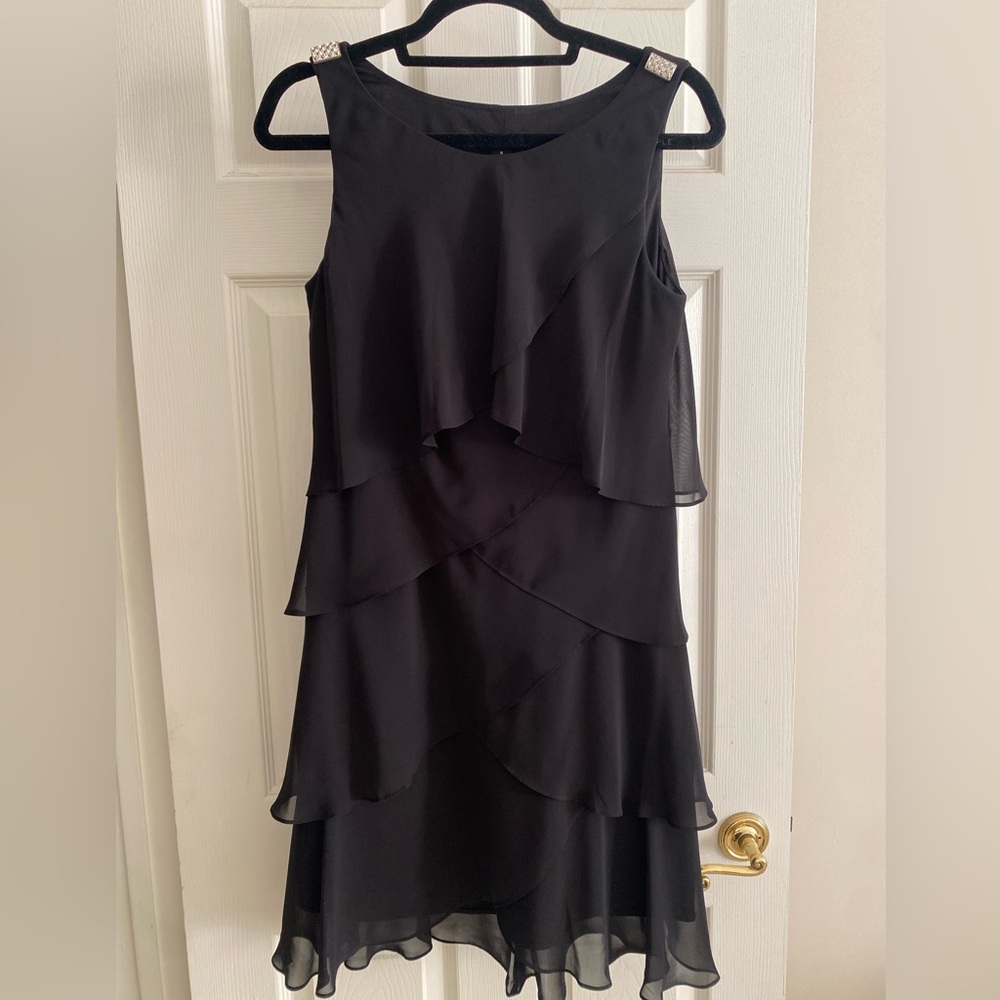 Black chiffon layered dress